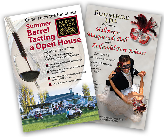 Wine club event advertisements